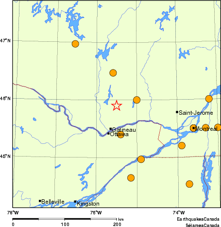 Map of historical earthquakes magnitude 5.0 and larger. Details in the data table below