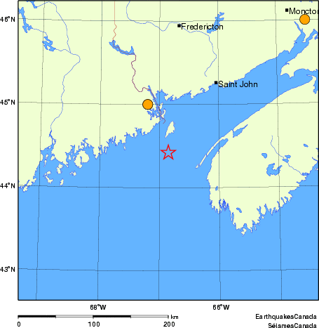 Map of historical earthquakes magnitude 5.0 and larger. Details in the data table below