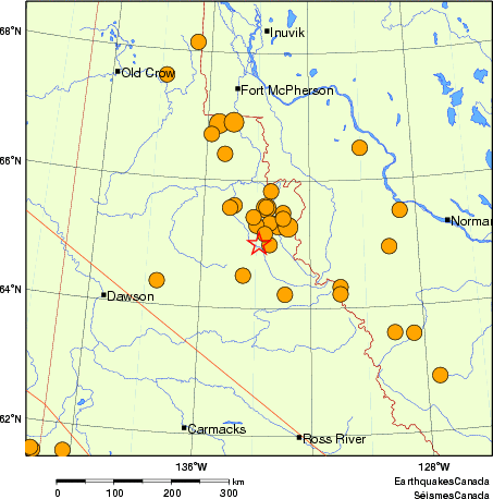 Map of historical earthquakes magnitude 5.0 and larger. Details in the data table below