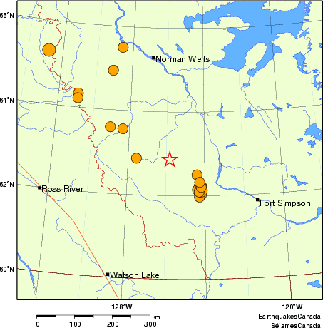 Map of historical earthquakes magnitude 5.0 and larger. Details in the data table below