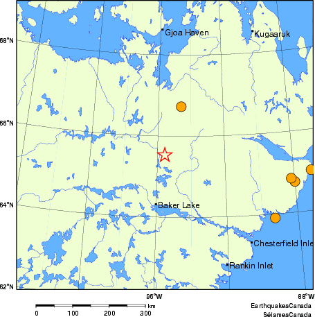 Map of historical earthquakes magnitude 5.0 and larger. Details in the data table below