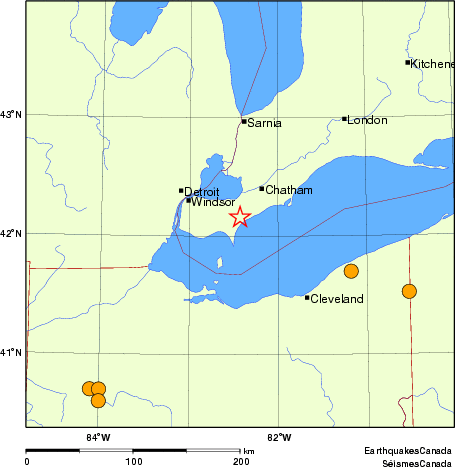 Map of historical earthquakes magnitude 5.0 and larger. Details in the data table below