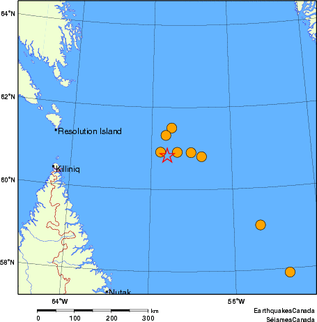 Map of historical earthquakes magnitude 5.0 and larger. Details in the data table below