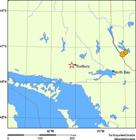 Map of historical earthquakes magnitude 5.0 and larger. Details in the data table below