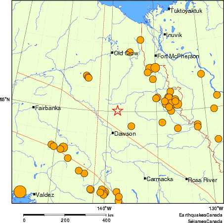Map of historical earthquakes magnitude 5.0 and larger. Details in the data table below