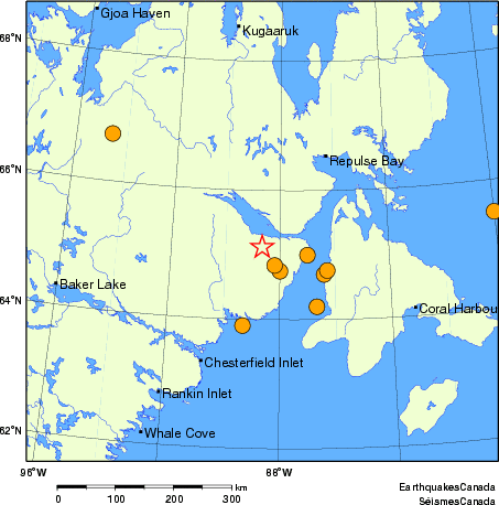 Map of historical earthquakes magnitude 5.0 and larger. Details in the data table below