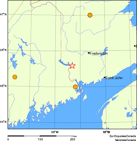 Map of historical earthquakes magnitude 5.0 and larger. Details in the data table below
