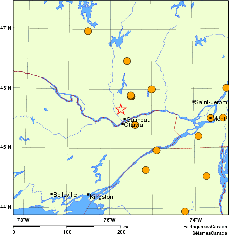Map of historical earthquakes magnitude 5.0 and larger. Details in the data table below