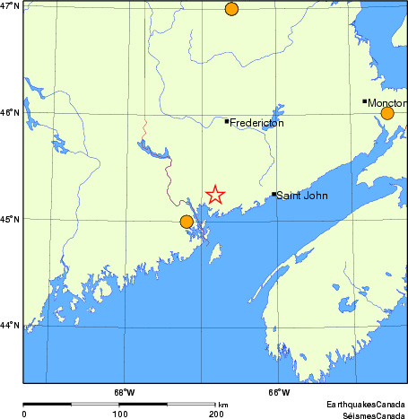 Map of historical earthquakes magnitude 5.0 and larger. Details in the data table below