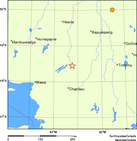 Map of historical earthquakes magnitude 5.0 and larger. Details in the data table below