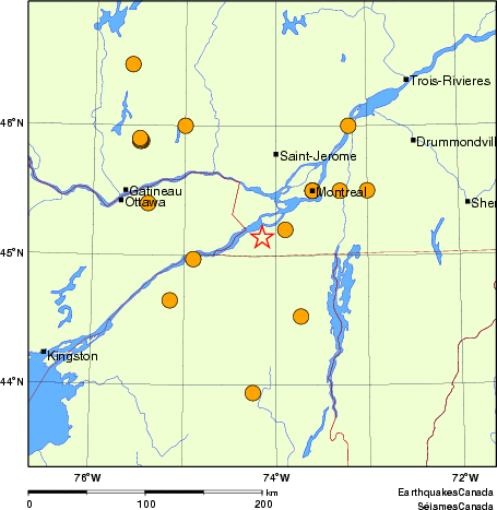 Map of historical earthquakes magnitude 5.0 and larger. Details in the data table below