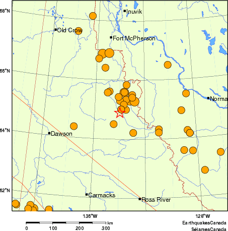 Map of historical earthquakes magnitude 5.0 and larger. Details in the data table below