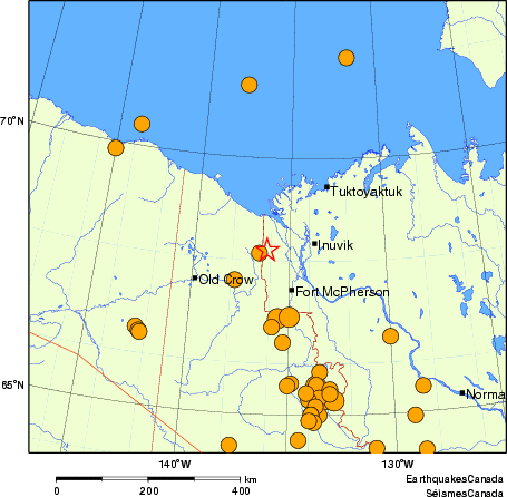 Map of historical earthquakes magnitude 5.0 and larger. Details in the data table below