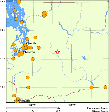 Map of historical earthquakes magnitude 5.0 and larger. Details in the data table below