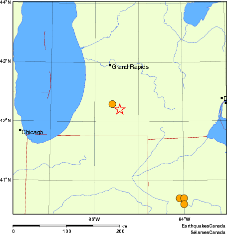 Map of historical earthquakes magnitude 5.0 and larger. Details in the data table below