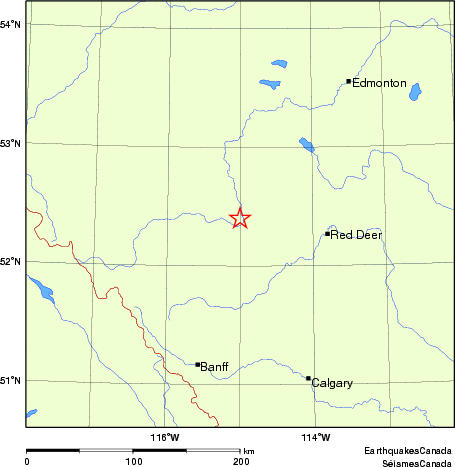 Map of historical earthquakes magnitude 5.0 and larger. Details in the data table below