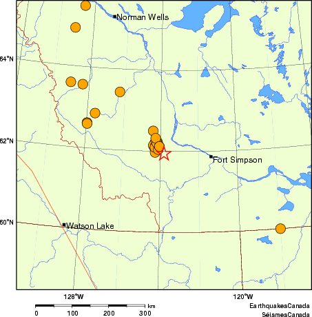 Map of historical earthquakes magnitude 5.0 and larger. Details in the data table below