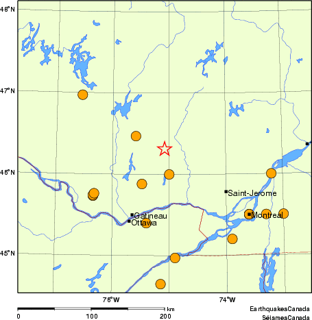 Map of historical earthquakes magnitude 5.0 and larger. Details in the data table below