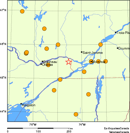 Map of historical earthquakes magnitude 5.0 and larger. Details in the data table below