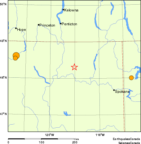 Map of historical earthquakes magnitude 5.0 and larger. Details in the data table below