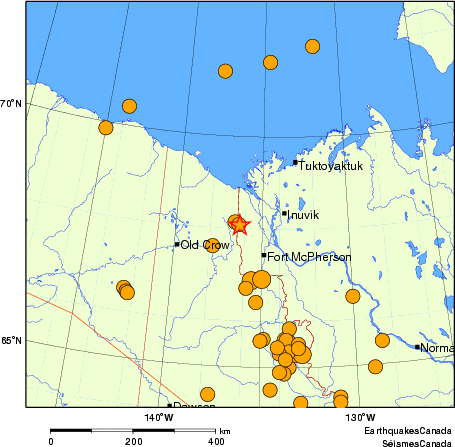 Map of historical earthquakes magnitude 5.0 and larger. Details in the data table below