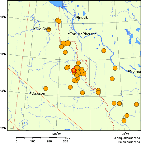 Map of historical earthquakes magnitude 5.0 and larger. Details in the data table below
