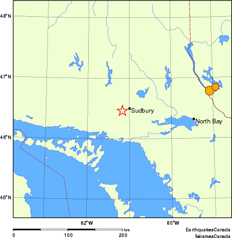 Map of historical earthquakes magnitude 5.0 and larger. Details in the data table below