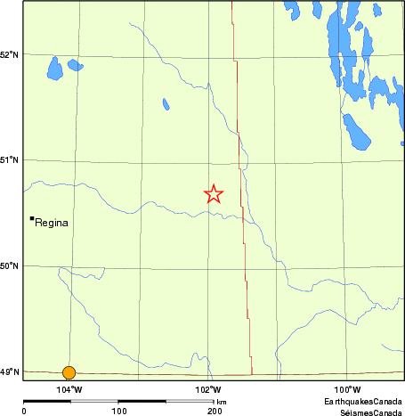 Map of historical earthquakes magnitude 5.0 and larger. Details in the data table below