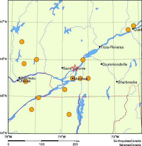 Map of historical earthquakes magnitude 5.0 and larger. Details in the data table below