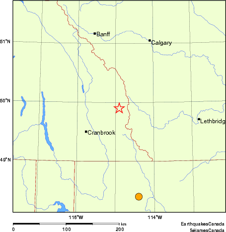 Map of historical earthquakes magnitude 5.0 and larger. Details in the data table below