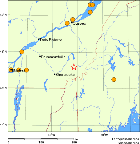 Map of historical earthquakes magnitude 5.0 and larger. Details in the data table below
