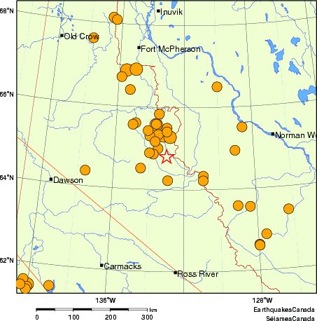 Map of historical earthquakes magnitude 5.0 and larger. Details in the data table below