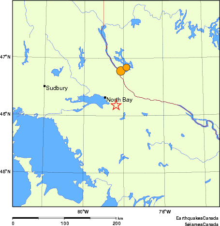 Map of historical earthquakes magnitude 5.0 and larger. Details in the data table below