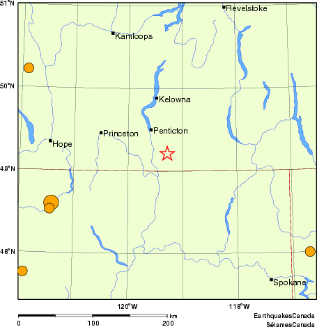 Map of historical earthquakes magnitude 5.0 and larger. Details in the data table below
