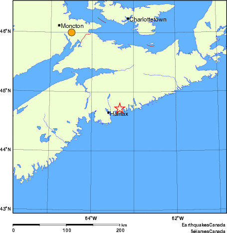 Map of historical earthquakes magnitude 5.0 and larger. Details in the data table below