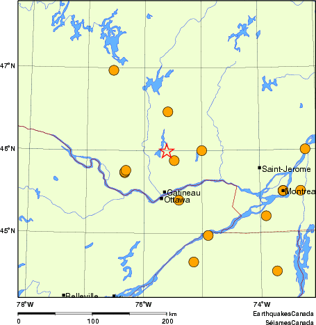 Map of historical earthquakes magnitude 5.0 and larger. Details in the data table below