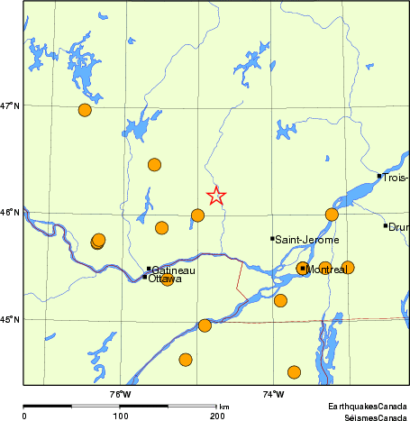 Map of historical earthquakes magnitude 5.0 and larger. Details in the data table below