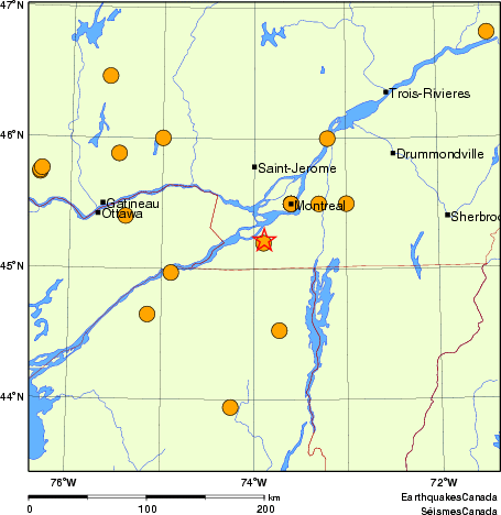 Map of historical earthquakes magnitude 5.0 and larger. Details in the data table below