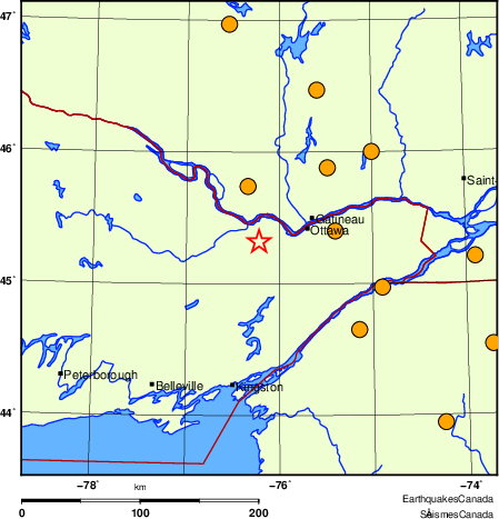 Map of historical earthquakes magnitude 5.0 and larger. Details in the data table below