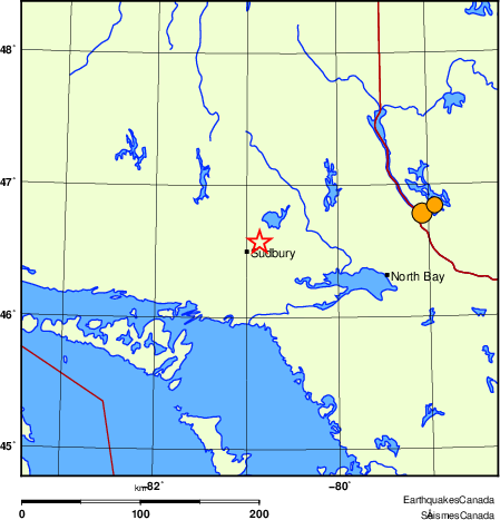 Map of historical earthquakes magnitude 5.0 and larger. Details in the data table below