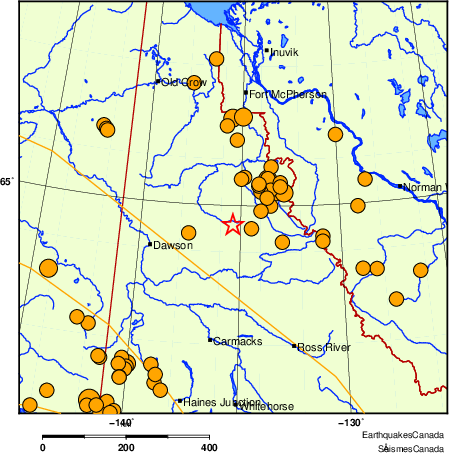 Map of historical earthquakes magnitude 5.0 and larger. Details in the data table below