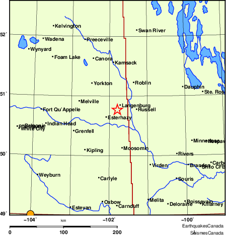 Map of historical earthquakes magnitude 5.0 and larger. Details in the data table below