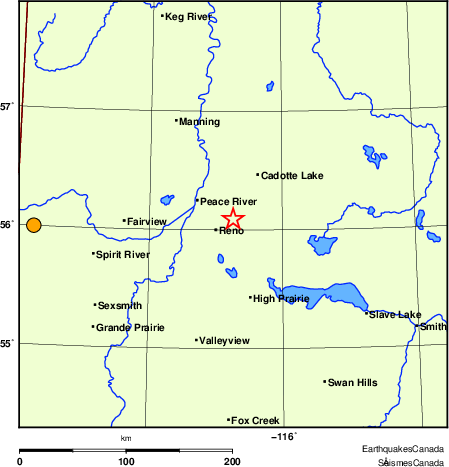 Map of historical earthquakes magnitude 5.0 and larger. Details in the data table below