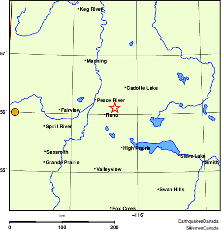 Map of historical earthquakes magnitude 5.0 and larger. Details in the data table below