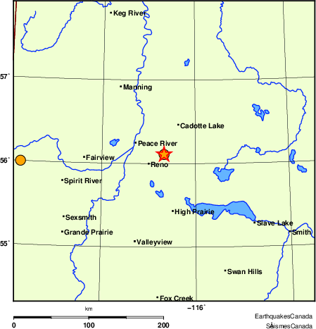 Map of historical earthquakes magnitude 5.0 and larger. Details in the data table below