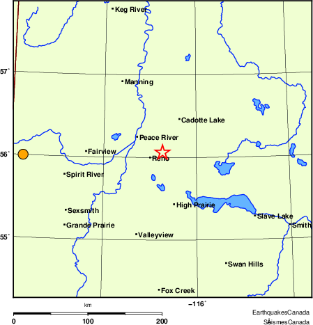 Map of historical earthquakes magnitude 5.0 and larger. Details in the data table below
