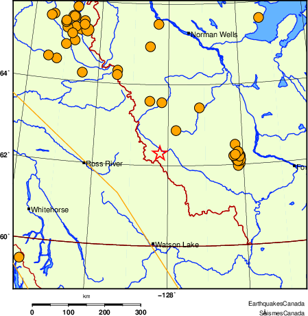 Map of historical earthquakes magnitude 5.0 and larger. Details in the data table below