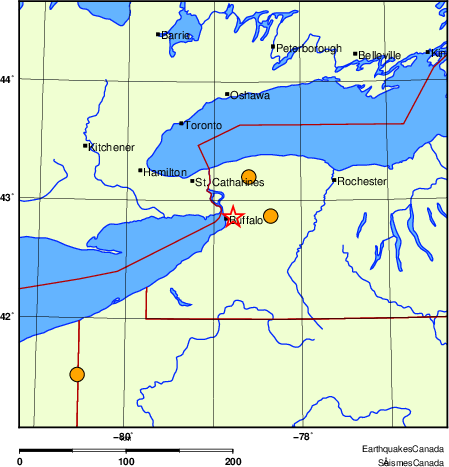 Map of historical earthquakes magnitude 5.0 and larger. Details in the data table below
