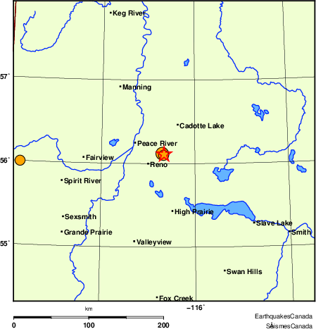 Map of historical earthquakes magnitude 5.0 and larger. Details in the data table below