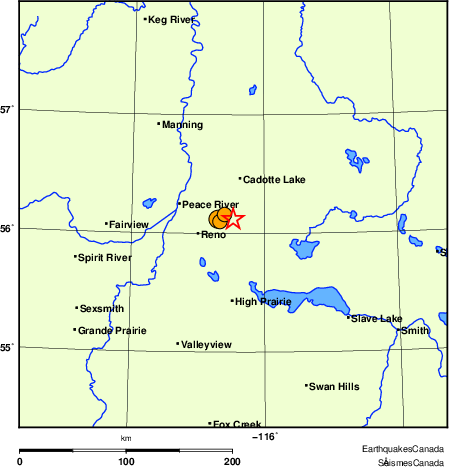 Map of historical earthquakes magnitude 5.0 and larger. Details in the data table below